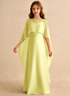 Azazie Fishie Girls Formal Flower Girl Dresses Lemon Sorbet A-Line Matte Satin Dress image5