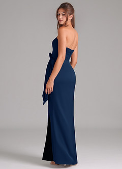 Azazie Jamie Bridesmaid Dresses Dark Navy A-Line Strapless Stretch Satin Convertible Dress image5