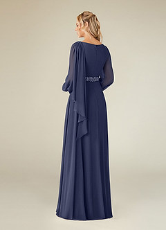 Azazie Priyanka Mother of the Bride Dresses Stormy A-Line Boatneck Pleated Chiffon Dress image2