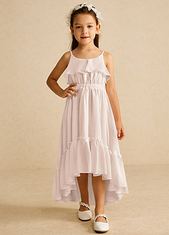 Azazie Karmen Flower Girl Dresses Rose Petal A-Line Ruched Chiffon Dress image5