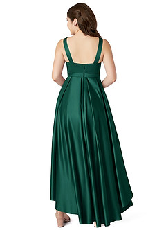 Azazie Inaya Junior A-Linie Gürtel/Schärpe Stretch-Satin Kleid Smaragd image2