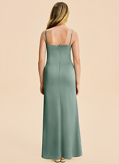 Azazie Rosalia Junior Robe Fourreau en Satin extensible Plissée Sauge D'argent image2