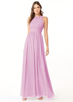 Azazie Luz Bridesmaid Dresses Candy Pink A-Line Lace Chiffon Dress image3