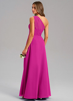 Azazie Phaedra Bridesmaid Dresses Fuchsia A-Line One Shoulder Chiffon Dress image15