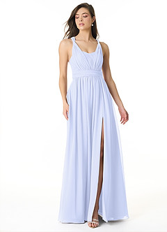 Azazie Olani Bridesmaid Dresses Lavender A-Line Off the Shoulder Chiffon Convertible Dress image1