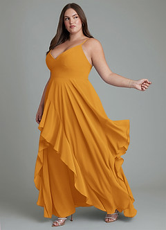 Azazie Zaina Bridesmaid Dresses Butterscotch A-Line Chiffon Dress image10