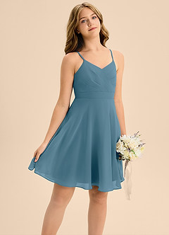 Azazie Avelina Junior Bermuda A-Line Pleated Chiffon Dress image5
