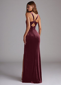 Azazie Mero Bridesmaid Dresses Raspberry Sheath Pleated Velvet Dress image5