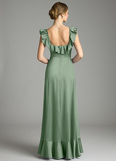 Azazie Lyra Bridesmaid Dresses Matcha A-Line Off the Shoulder Stretch Satin Convertible Dress image8