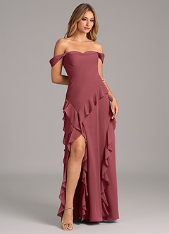 Azazie Sloane Brautjungfernkleider A-Linie Herzausschnitt Chiffon Kleid Merlot image4