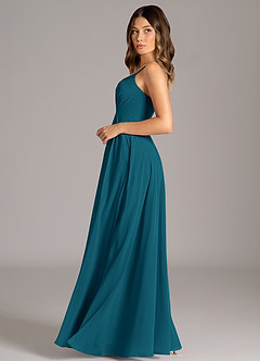 Azazie Amani Bridesmaid Dresses Ink Blue A-Line Pleated Chiffon Dress image3