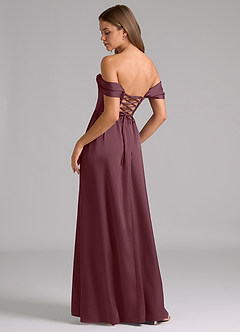 Azazie Hattie Bridesmaid Dresses Sangria A-Line Corset Stretch Satin Dress image2