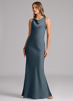Azazie Allettie Vestidos de damas de honor Vestido de Crepúsculo de Satén Elástico de Corte Sirena image5