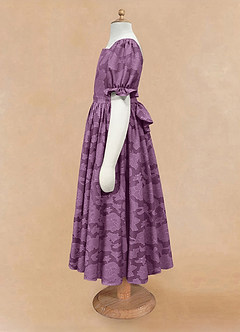 Azazie Joss Flower Girl Dresses Wisteria A-Line with Sleeves Floral Burnout Dress image6