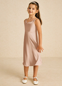 Azazie Zuzu Flower Girl Dresses English Rose A-Line Spaghetti Strap Stretch Satin Dress image4