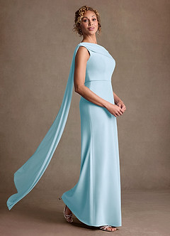 Azazie Bassi vestidos de madre de la novia Vestido de Azul Cielo de Malla de Corte Sirena con Vestidos sin tirantes image3