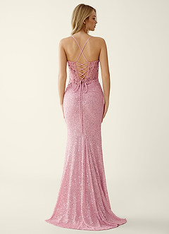Noellress Pink Lace Sequin Embroidery Beading Prom Dress image2