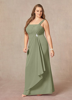 Azazie Weisz Mother of the Bride Dresses Pistachio A-Line Square Neckline Pleated Chiffon Dress image11