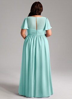 Azazie Verna Maternity Bridesmaid Dresses A-Line V-Neck Ruched Chiffon Floor-Length Dress image12