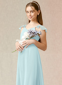Azazie Everett Junior Sea Glass A-Line Chiffon Dress image6