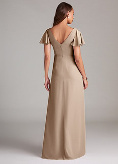 Azazie Soren Bridesmaid Dresses Taupe A-Line Ruched Chiffon Dress image2