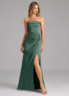 Azazie Aretha Bridesmaid Dresses Eucalyptus A-Line Strapless Stretch Satin Convertible Dress image5