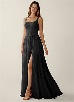Megan Black Lace A-line Prom Dress image5