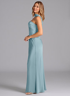 Azazie Lusinda Bridesmaid Dresses Moody Blue Mermaid Strapless Stretch Satin Dress image5