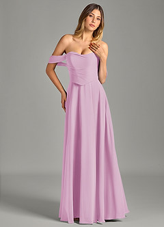 Azazie Chelsey Vestidos de damas de honor Vestido de Rosa Caramelo de Gasa de Corte en A Convertible con Vestidos sin tirantes image4