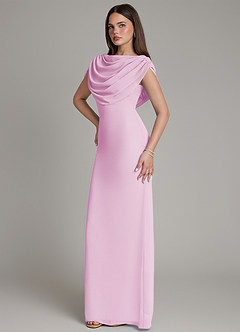 Azazie Hadley Bridesmaid Dresses Candy Pink Mermaid Pleated Chiffon Dress image9