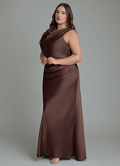 Azazie Kieryn Bridesmaid Dresses Ganache Mermaid Pleated Stretch Satin Dress image10