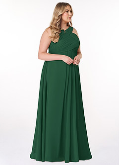 Azazie Kaleigh Bridesmaid Dresses Dark Green A-Line Pleated Chiffon Dress image10