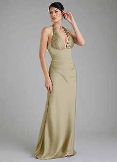 Azazie Torrance Bridesmaid Dresses Moss Green Mermaid Corset Stretch Satin Dress image6