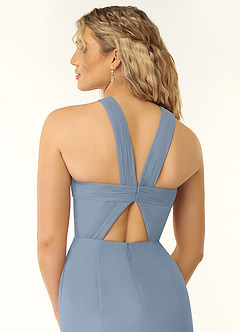 Azazie Rue Brautjungfernkleider A-Linie Halter Chiffon Kleid Staubblau image2