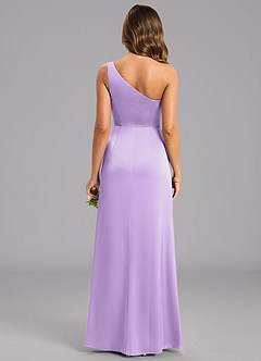 Azazie Phaedra Bridesmaid Dresses Lilac A-Line One Shoulder Stretch Satin Dress image2