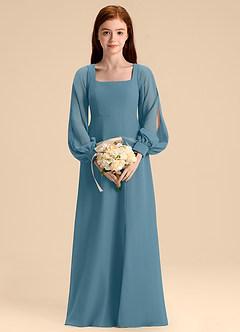 Azazie Bondi Junior Bermuda A-Line Blouson Chiffon Dress image4