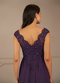 Azazie Amethyst Mother of the Bride Dresses Plum A-Line V-Neck Sequins Chiffon Dress image13