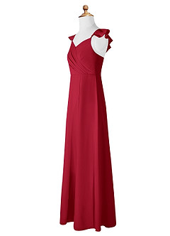 Azazie Amada Junior Agave A-Line Ruched Chiffon Dress image7