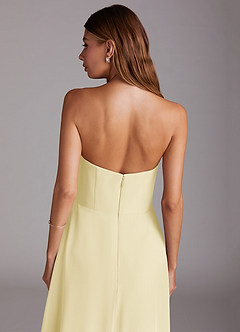 Azazie Wren Vestidos de damas de honor Vestido de Sorbete De Limón de Gasa de Corte en A Convertible con Corte Lateral image8