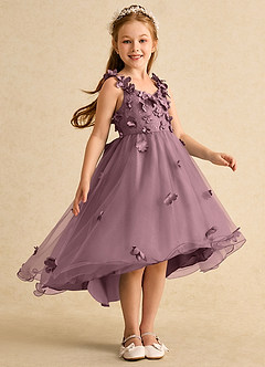 Azazie Tweety vestidos de niña de las flores Vestido de Malva Vintage de Tul de Corte En A con Encaje image4