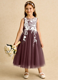 Azazie Sundae Flower Girl Dresses Sangria Ball-Gown Lace Dress image3