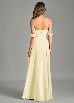 Azazie Chelsey Vestidos de damas de honor Vestido de Sorbete De Limón de Gasa de Corte en A Convertible con Vestidos sin tirantes image7