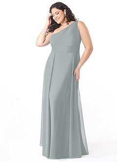 Azazie Dallas Bridesmaid Dresses Dolphin Grey A-Line One Shoulder Chiffon Dress image8