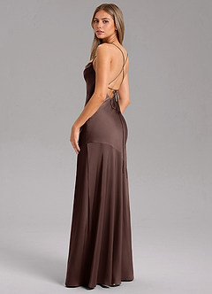 Azazie Grata Bridesmaid Dresses Ganache Mermaid Side Slit Stretch Satin Dress image7