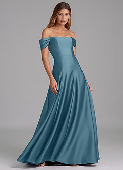 Azazie Seriana Bridesmaid Dresses Bermuda A-Line Off the Shoulder Stretch Satin Convertible Dress image4