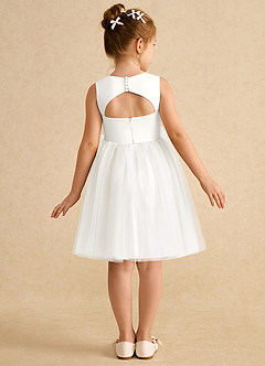 Azazie Louisa Flower Girl Dresses Ivory A-Line Sleeveless Tulle Dress image2