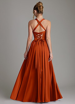 Azazie Francis Bridesmaid Dresses Paprika A-Line Corset Stretch Satin Dress image2