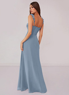 Barbie ♥ Azazie Jurken voor bruidsmeisjes Jurk van Chiffon met A-Lijn Sweetheart Halslijn Stoffig Blauw image2