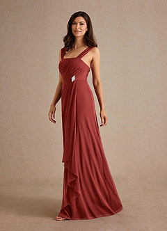 Azazie Clinton Mother of the Bride Dresses Rust A-Line Pleated Mesh Dress image6