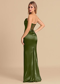 Azazie Sorrel Bridesmaid Dresses Olive Mermaid Corset Metallic Satin Convertible Dress image6
